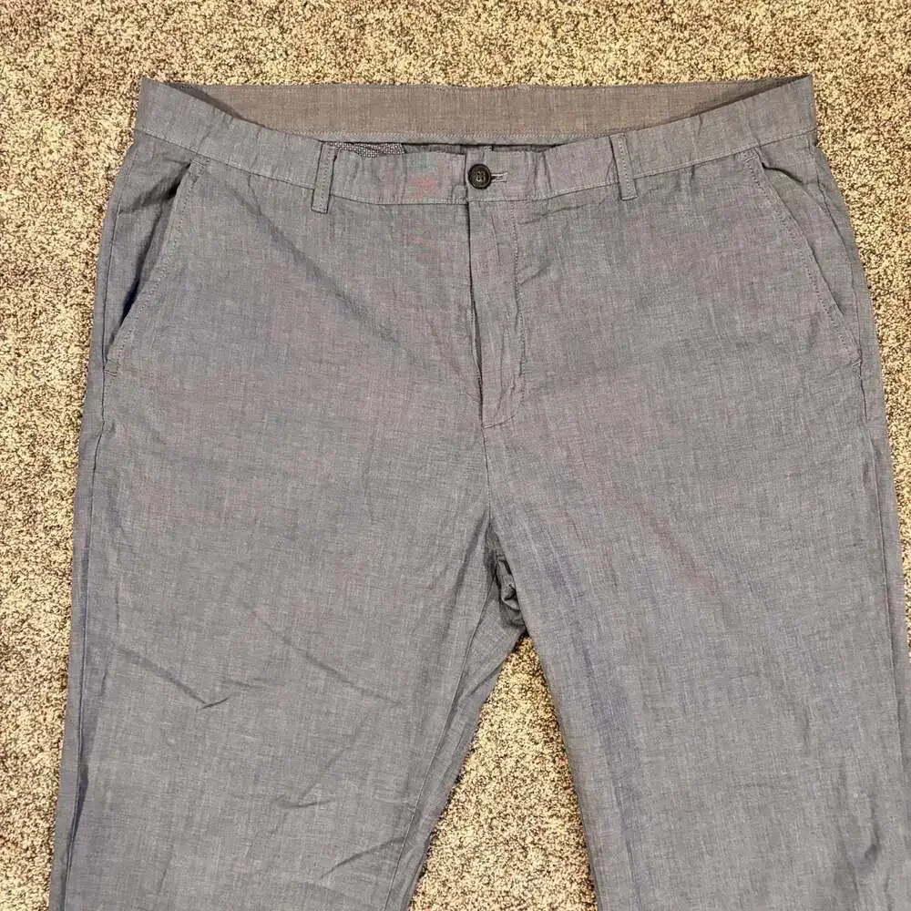 Calvin Klein Men's Blue Linen Straight Chino Pants 40